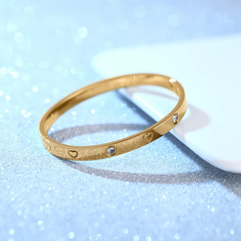 Classic Fashion Luxury Zircon Stainless Steel Women'S Bracelet Rose Gold/Silver/Gold Tritone Bracelet Jewelry Party Gift