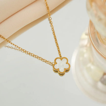 Luxury Brand Five Leaves Flower Double Sided Pendant Necklace for Women Charm Stainless Steel Gold Plated Colalr Jewelry Gifts