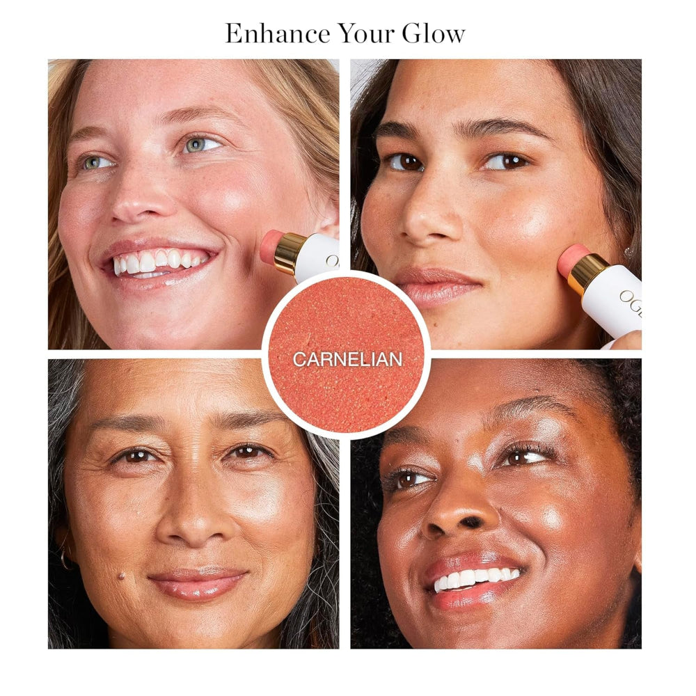 Sculpted Face Stick (CARNELIAN - SHEER LUMINOUS CORAL) Certified Organic Blush Stick - Multi-Use Cream Blush & Highlighter