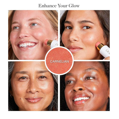 Sculpted Face Stick (CARNELIAN - SHEER LUMINOUS CORAL) Certified Organic Blush Stick - Multi-Use Cream Blush & Highlighter