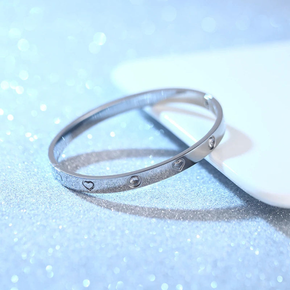 Classic Fashion Luxury Zircon Stainless Steel Women'S Bracelet Rose Gold/Silver/Gold Tritone Bracelet Jewelry Party Gift
