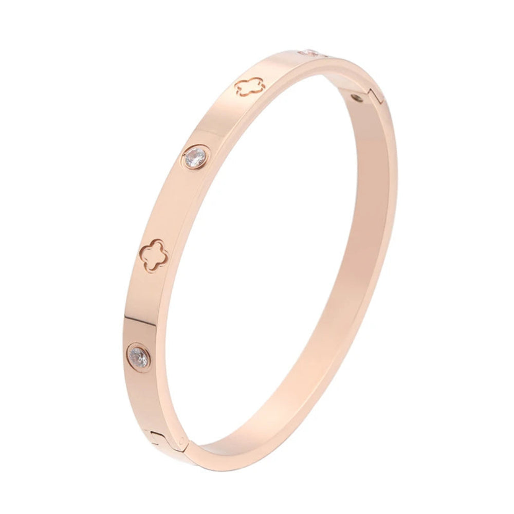 Classic Fashion Luxury Zircon Stainless Steel Women'S Bracelet Rose Gold/Silver/Gold Tritone Bracelet Jewelry Party Gift
